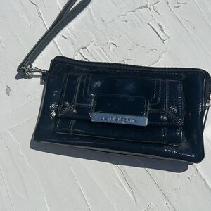 Liz Claiborne Black Wallet Faux Patent Leather Wrist Strap